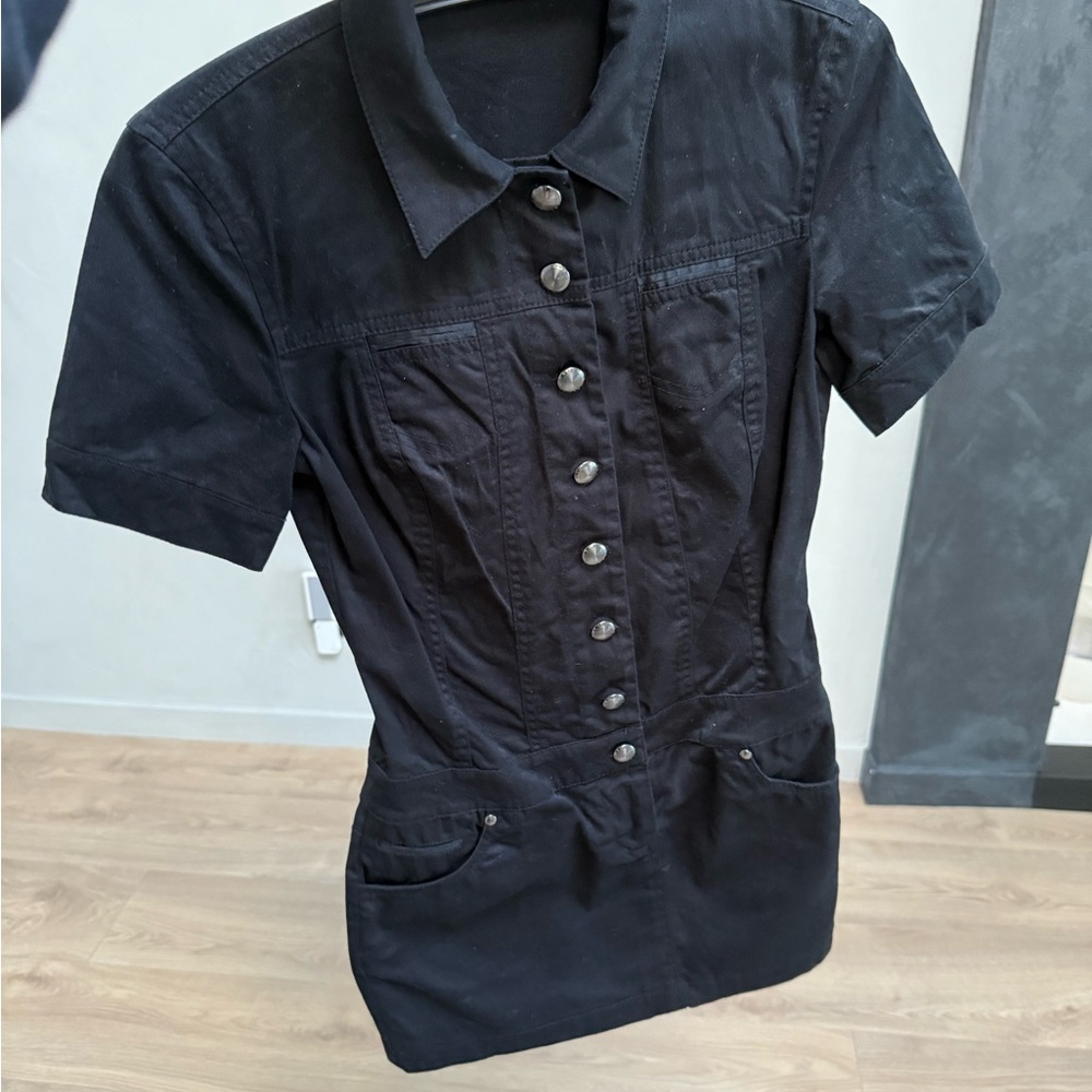 Armani exchange Black Button-Up Mini Dress